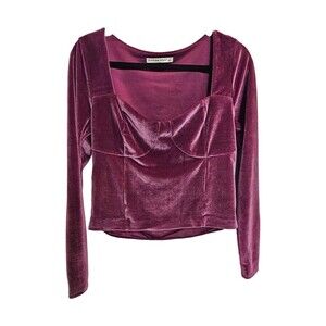 Abercrombie & Fitch Velvet Long Sleeve Square Neck Corset Top Size Large